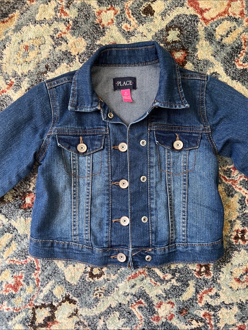 The Children's Place Dark Blue Denim Button-Front Jacket